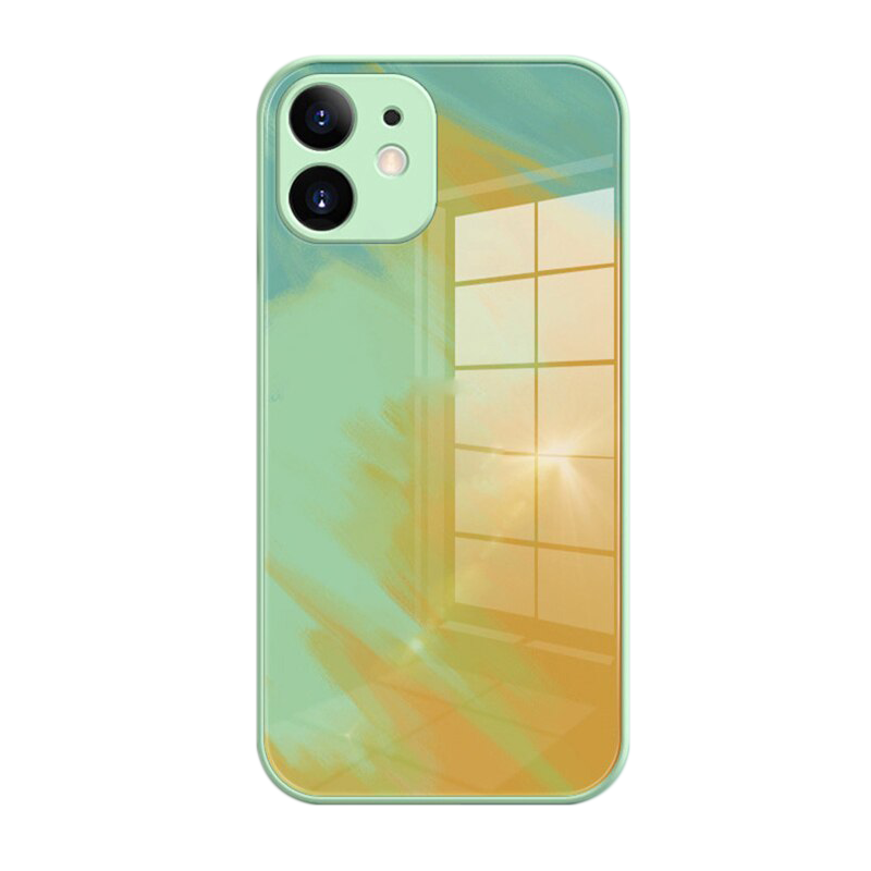"Watercolor" Tempered Glass iPhone Case (Green)