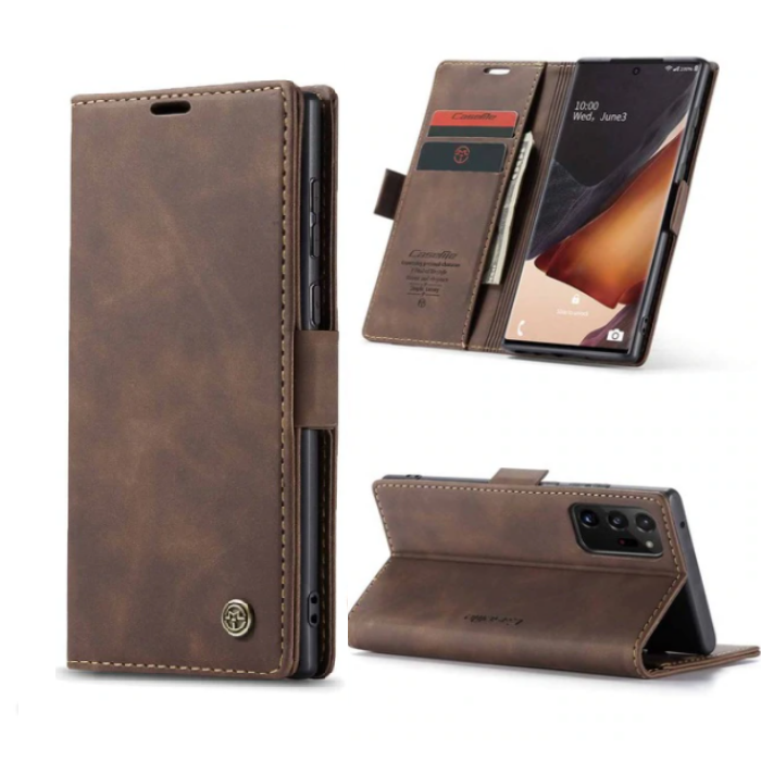 Premium PU Leather Samsung Wallet Style Cover (Brown)