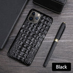 Load image into Gallery viewer, Real Leather &quot;Crocodile&quot; iPhone Case (Black)
