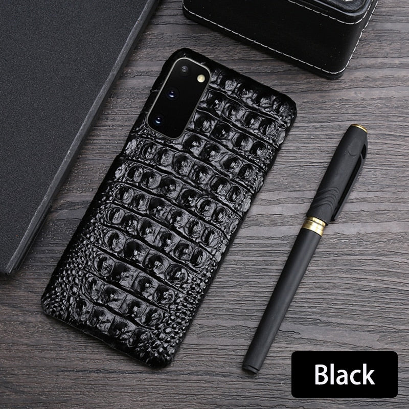 Real Leather "Crocodile" Samsung Case (Black)