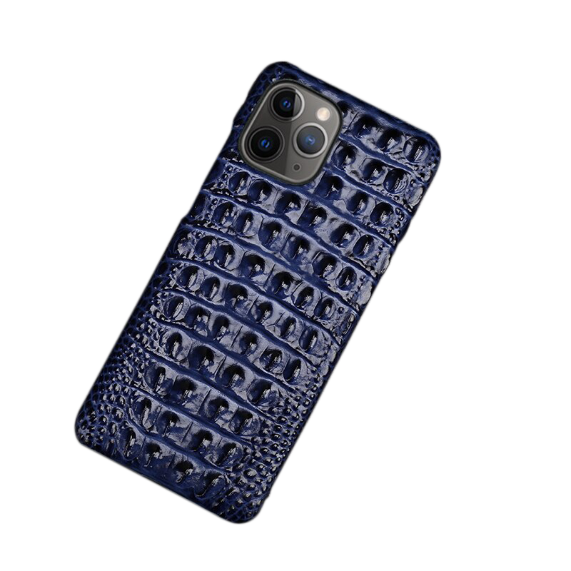 Real Leather "Crocodile" iPhone Case (Blue)