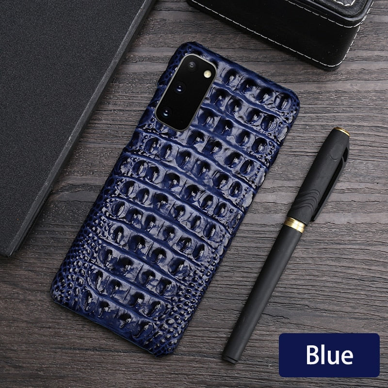 Real Leather "Crocodile" Samsung Case (Blue)
