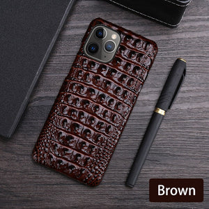 Real Leather "Crocodile" iPhone Case (Brown)