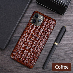 Real Leather "Crocodile" iPhone Case (Coffee)