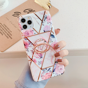Marble Flowers iPhone Case with Ring Holder