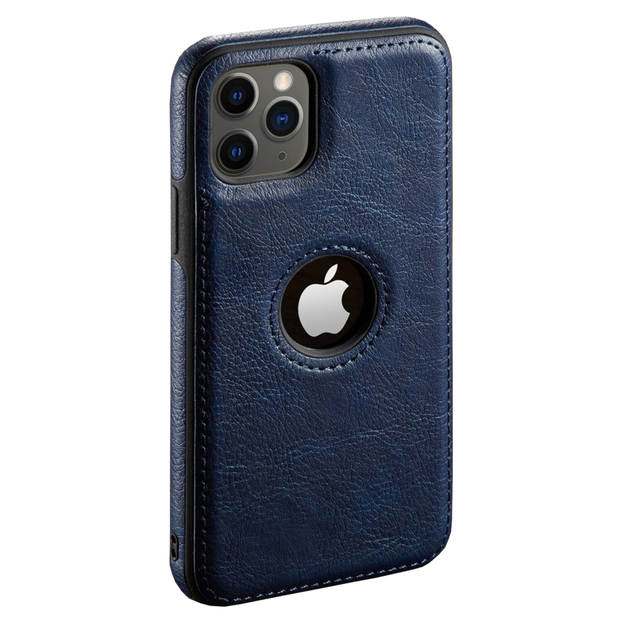 Leather "Logo Hole" iPhone Case (Blue)