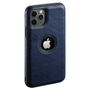 Leather "Logo Hole" iPhone Case (Blue)