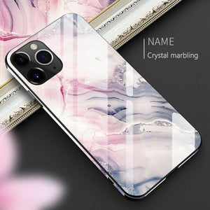 Luxury Marble Tempered Glass iPhone Case (Crystal Marble)