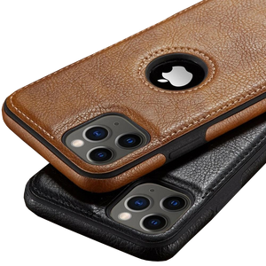 Leather "Logo Hole" iPhone Case (Brown)