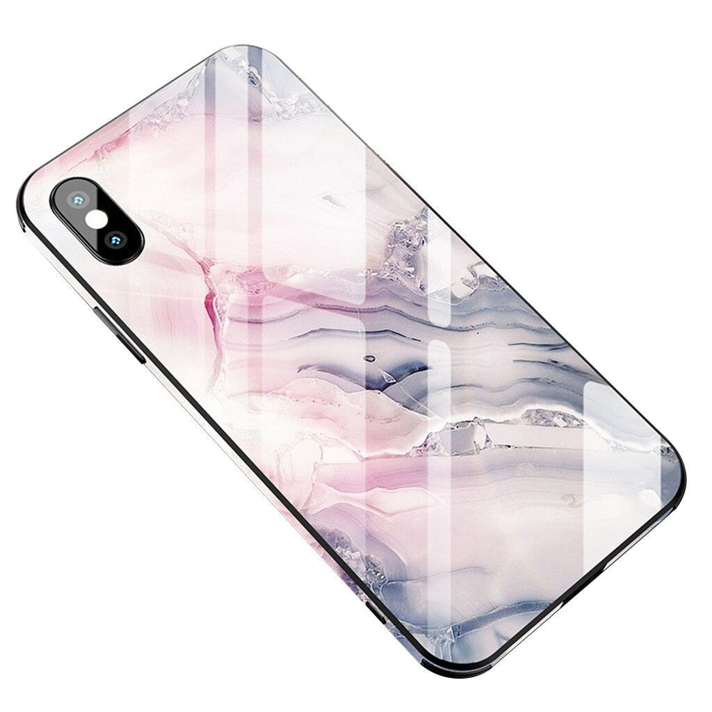 Luxury Marble Tempered Glass iPhone Case (Crystal Marble)