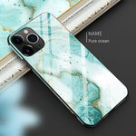 Load image into Gallery viewer, Luxury Marble Tempered Glass iPhone Case (Pure Ocean)
