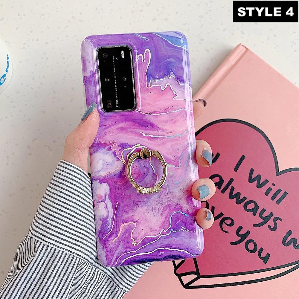 Laser Gradient Marble Samsung Cover (With Ring)