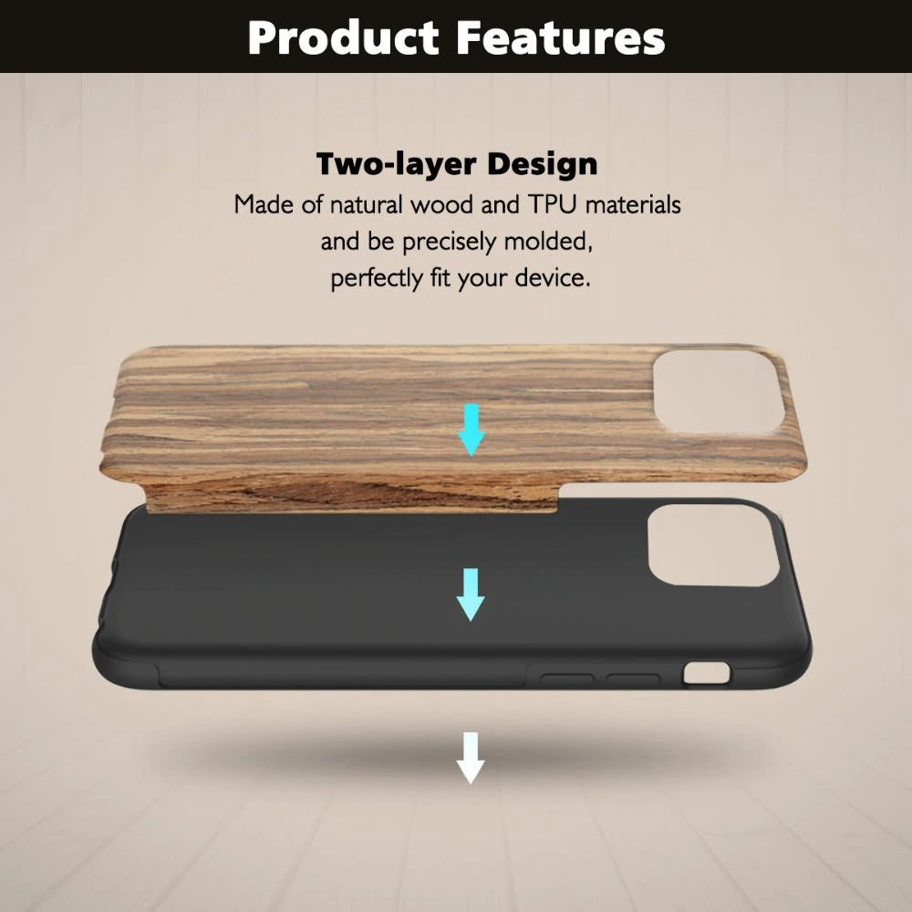 Wood Grain Soft TPU Silicon Glitter Bumper Cover (Teak)