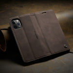 Load image into Gallery viewer, Premium PU Leather iPhone Wallet Style Cover (Coffee)
