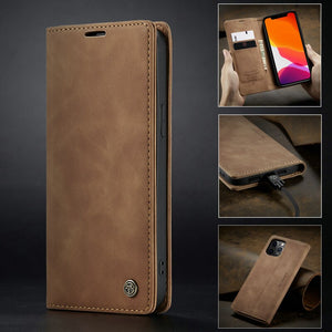 Premium PU Leather iPhone Wallet Style Cover (Brown)