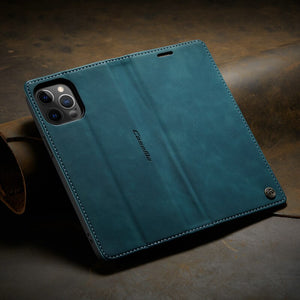 Premium PU Leather iPhone Wallet Style Cover (Blue)