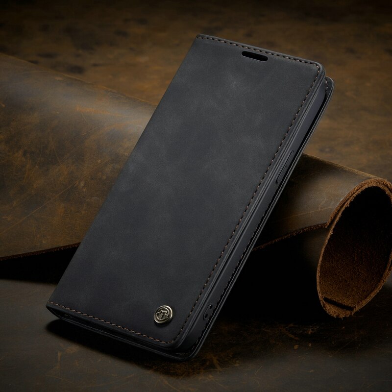 Premium PU Leather iPhone Wallet Style Cover (Black)