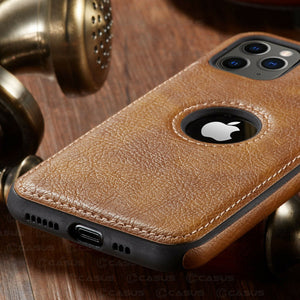 Leather "Logo Hole" iPhone Case (Brown)